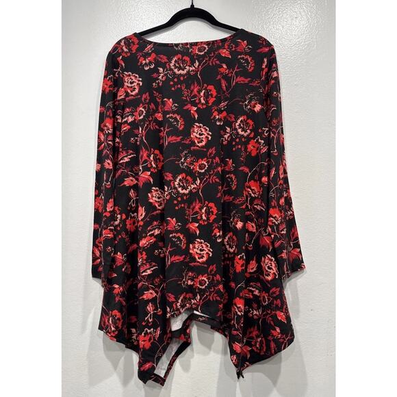 Roamans Size 12 Small Floral Print Tunic Top Handkerchief Hem Shirt Colorful - Picture 3 of 7